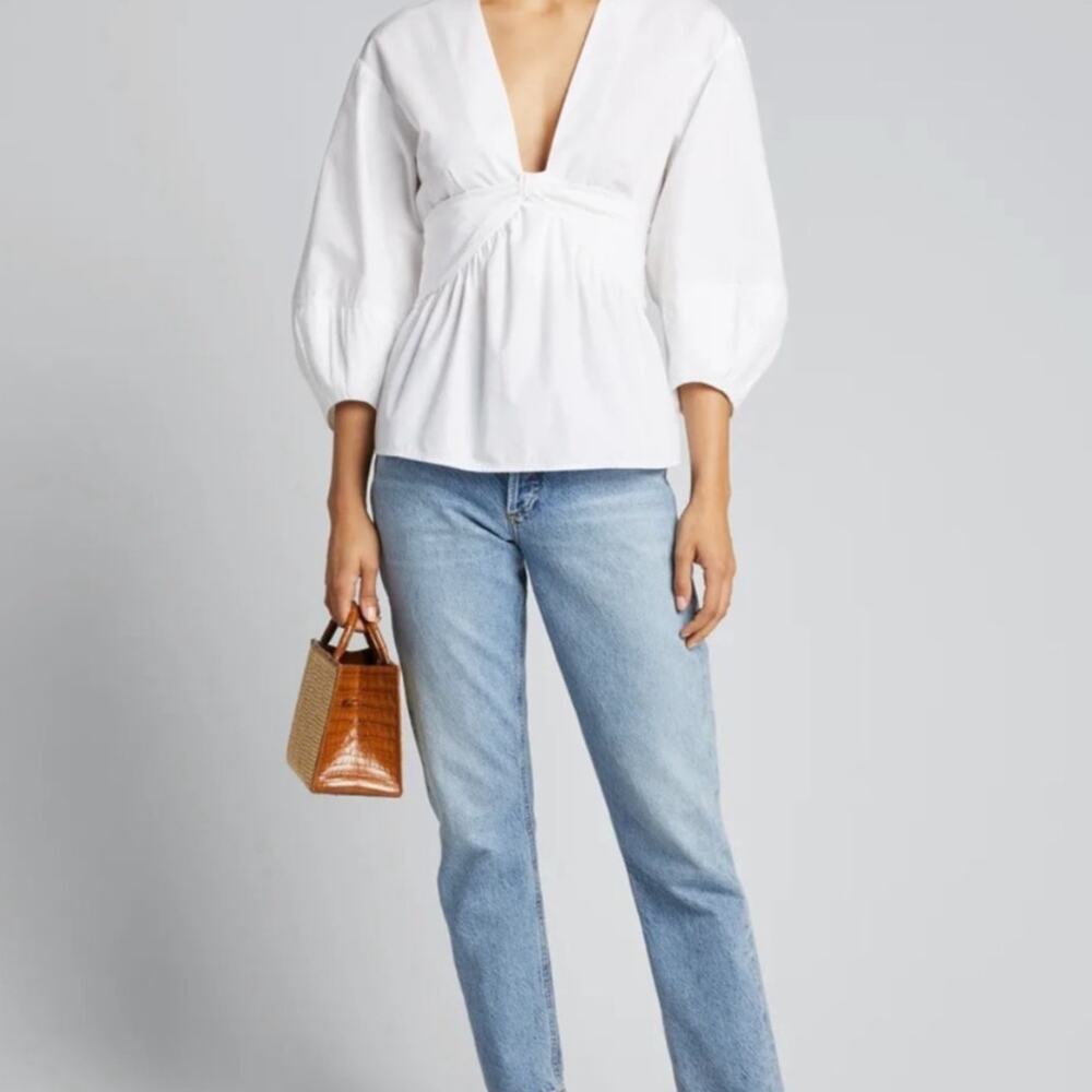 Derek Lam 10 Crosby White Noe Puff Sleeve Peplum Top Blouse Long Sleeve 4